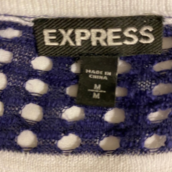 Express Royal Blue and White Striped Tunic Sweater - Picture 3 of 3